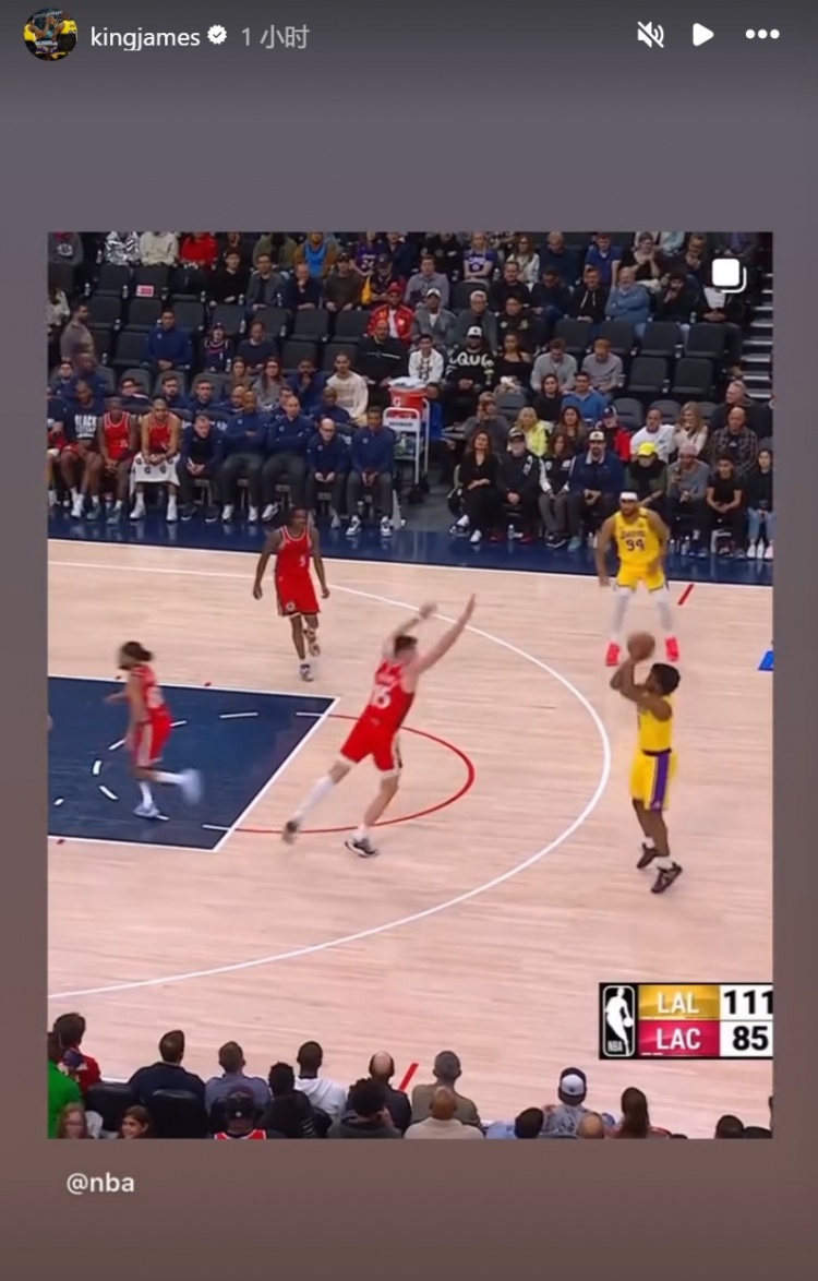  為你驕傲！布朗尼投進NBA生涯首記三分球！詹姆斯賽后轉發(fā)