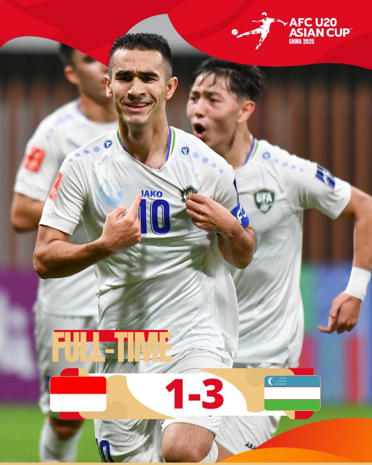  烏茲別克斯坦U20隊3-1印尼U20隊兩連勝晉級8強，印尼U20隊出局