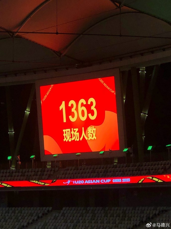  澳大利亞U20隊(duì)vs日本U20隊(duì)的現(xiàn)場觀眾為1363人