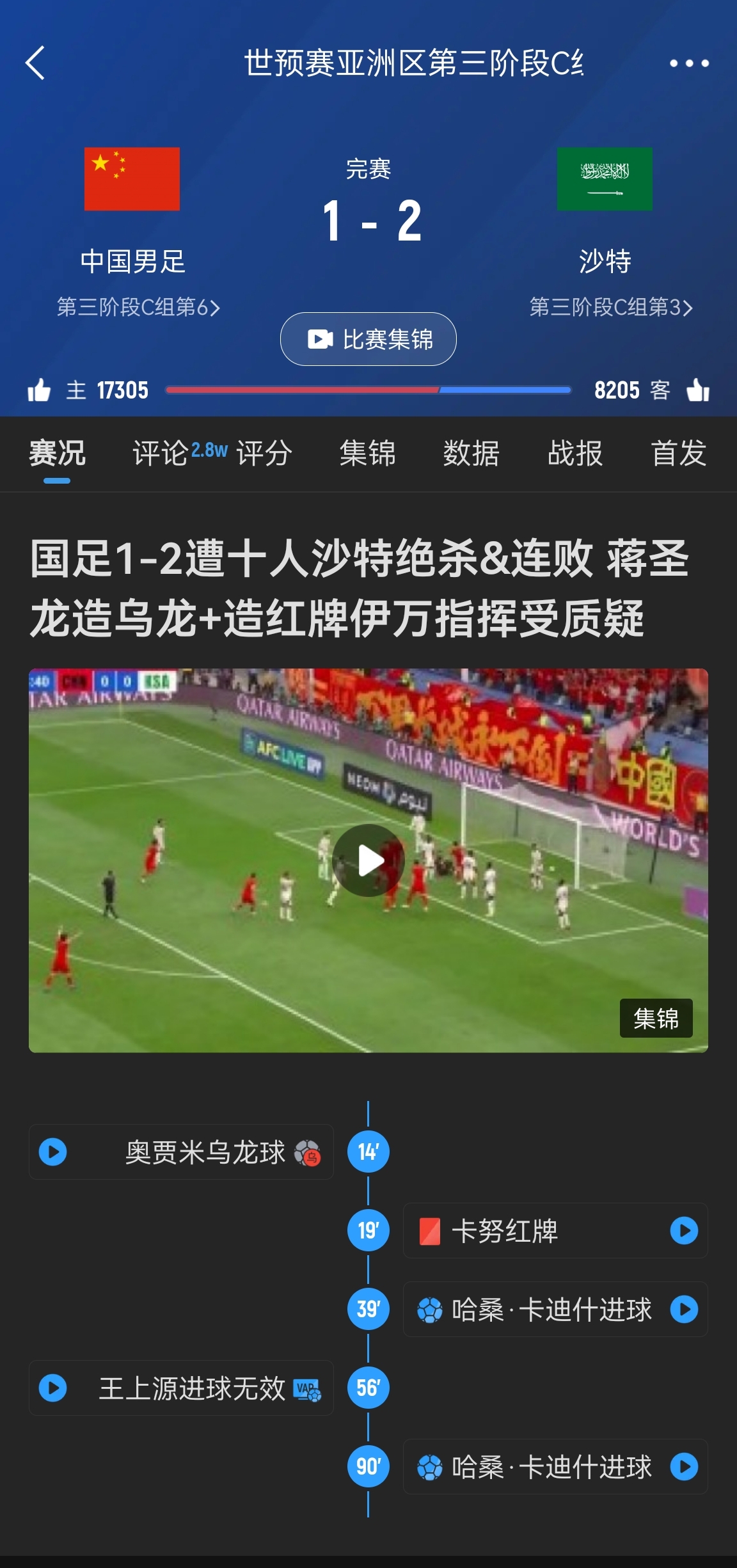  今天什么劇本？首戰(zhàn)沙特也是半場紅牌+蔣光太傷退，最后國足被翻