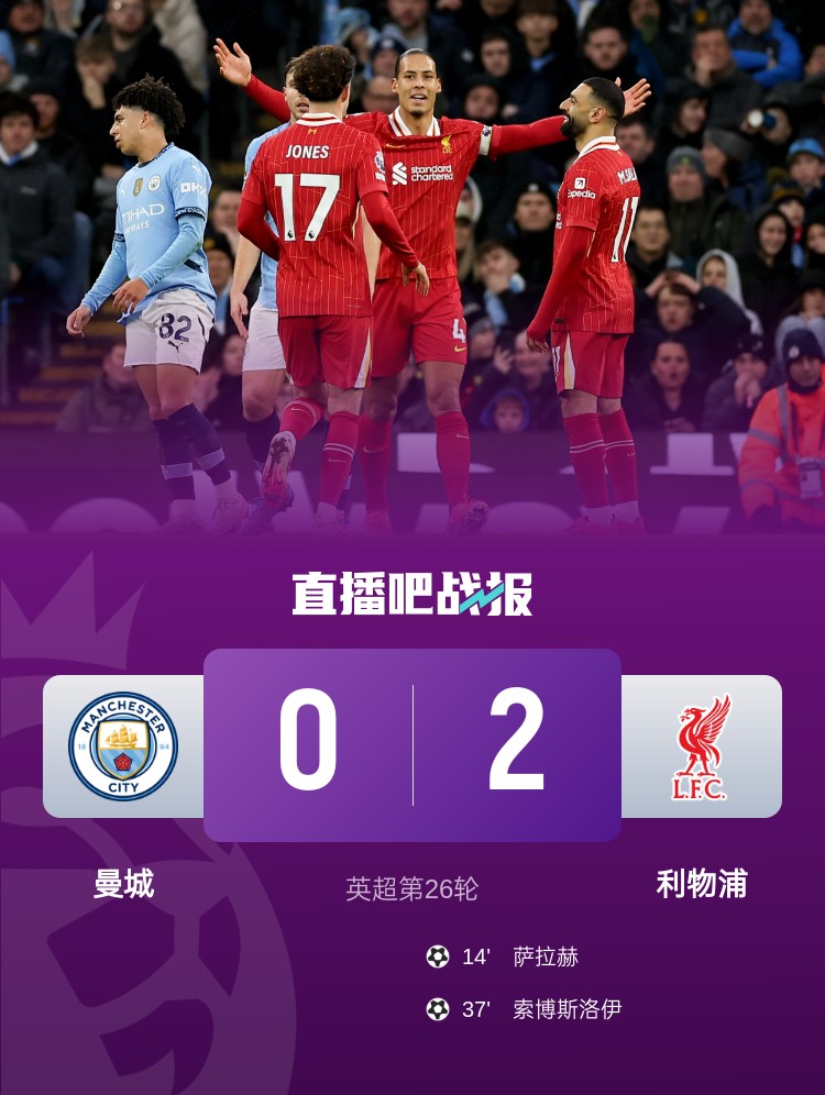  瓜式曼城第二次主場(chǎng)不敵利物浦，上次是在2017/18賽季歐冠淘汰賽