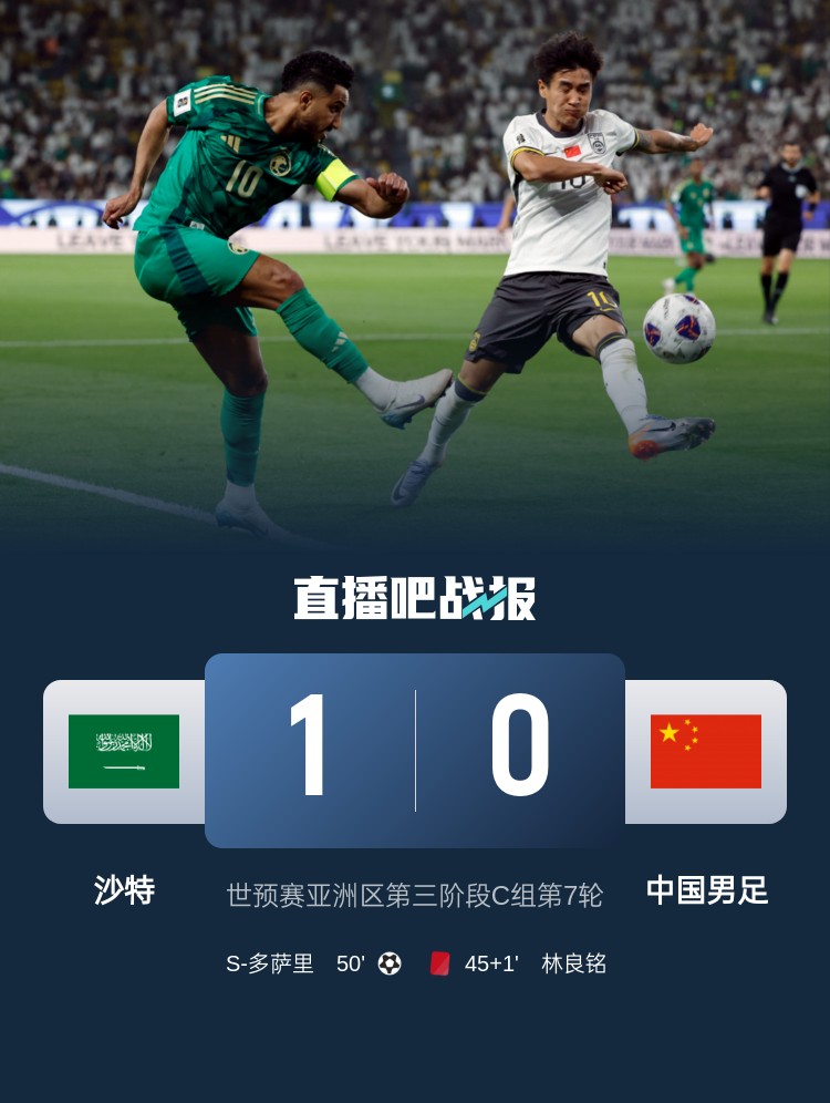  1-0小勝國(guó)足終結(jié)沙特在18強(qiáng)賽191天的進(jìn)球荒，上次進(jìn)球也是戰(zhàn)國(guó)足